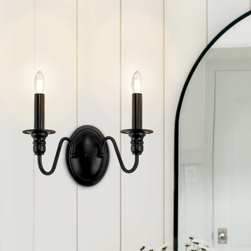 Charlton Home® 2 - Light Black Candle Wall Light Sconce & Reviews | Wayfair